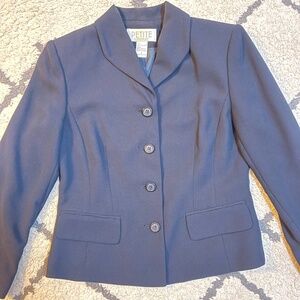 Simple Navy Lined 4-Button Blazer